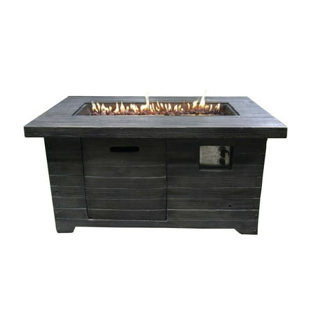 Colombo Weathered Brown Wood Rectangular Gas Fire Pit Walmart Com
