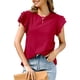 thumbnail image 4 of Txlixc Camiseta de Manga Corta para Mujer, Jersey con Volantes de Cuello Redondo de Color sólido, Tops Finos de Ajuste Suelto de Verano para Mujer Txlixc Estilo de ocio, 4 of 7