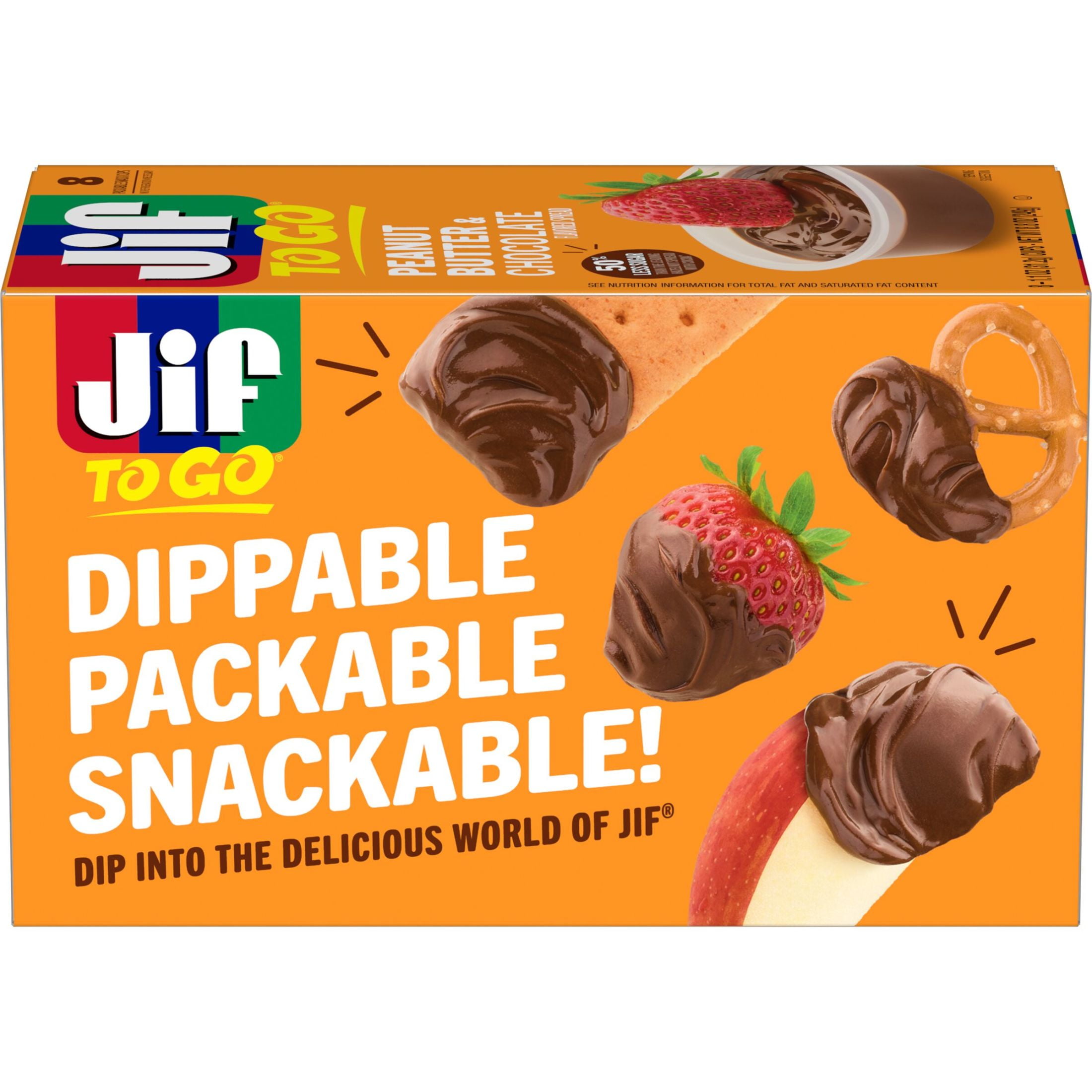 (3 pack) Jif To Go Peanut Butter & Chocolate Flavored Spread, 8 Single-Serve Cups, 1.1 Oz. Each