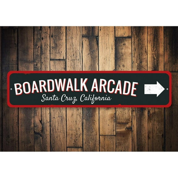 Boardwalk Arcade Novelty Sign, Metal Wall Decor - 4x18 inches