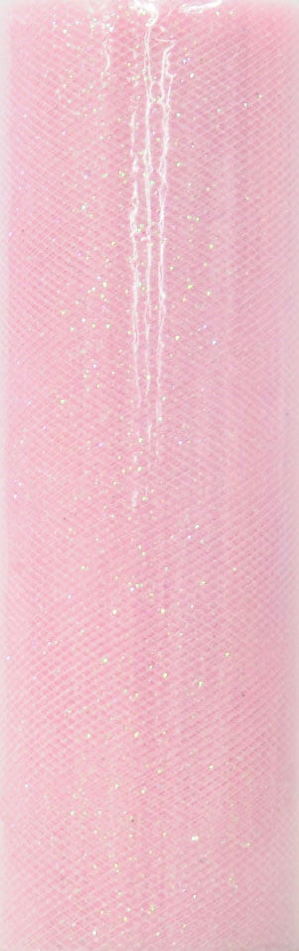 Fuzhou 6inch 12Yd Medium Pink Glitter Tulle Spool,100% Polyester by the Bolt