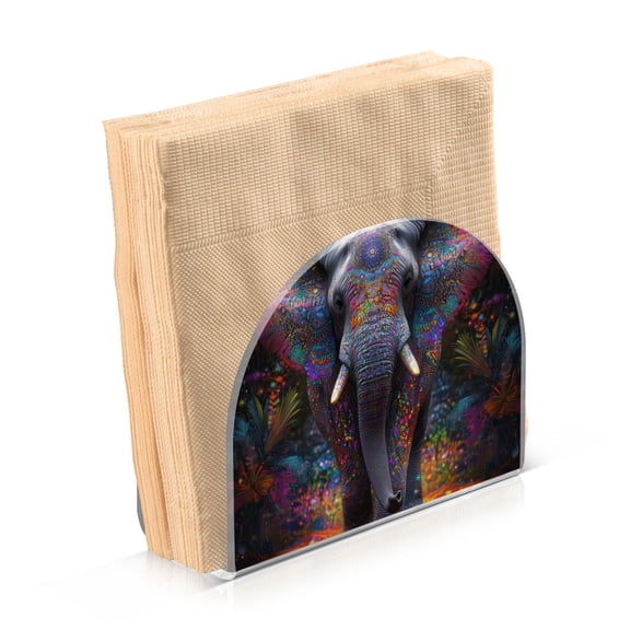 Dailycode Napkin Holder for Table Acrylic Kitchen Paper Tissue Dispenser, Vibrant Elephant