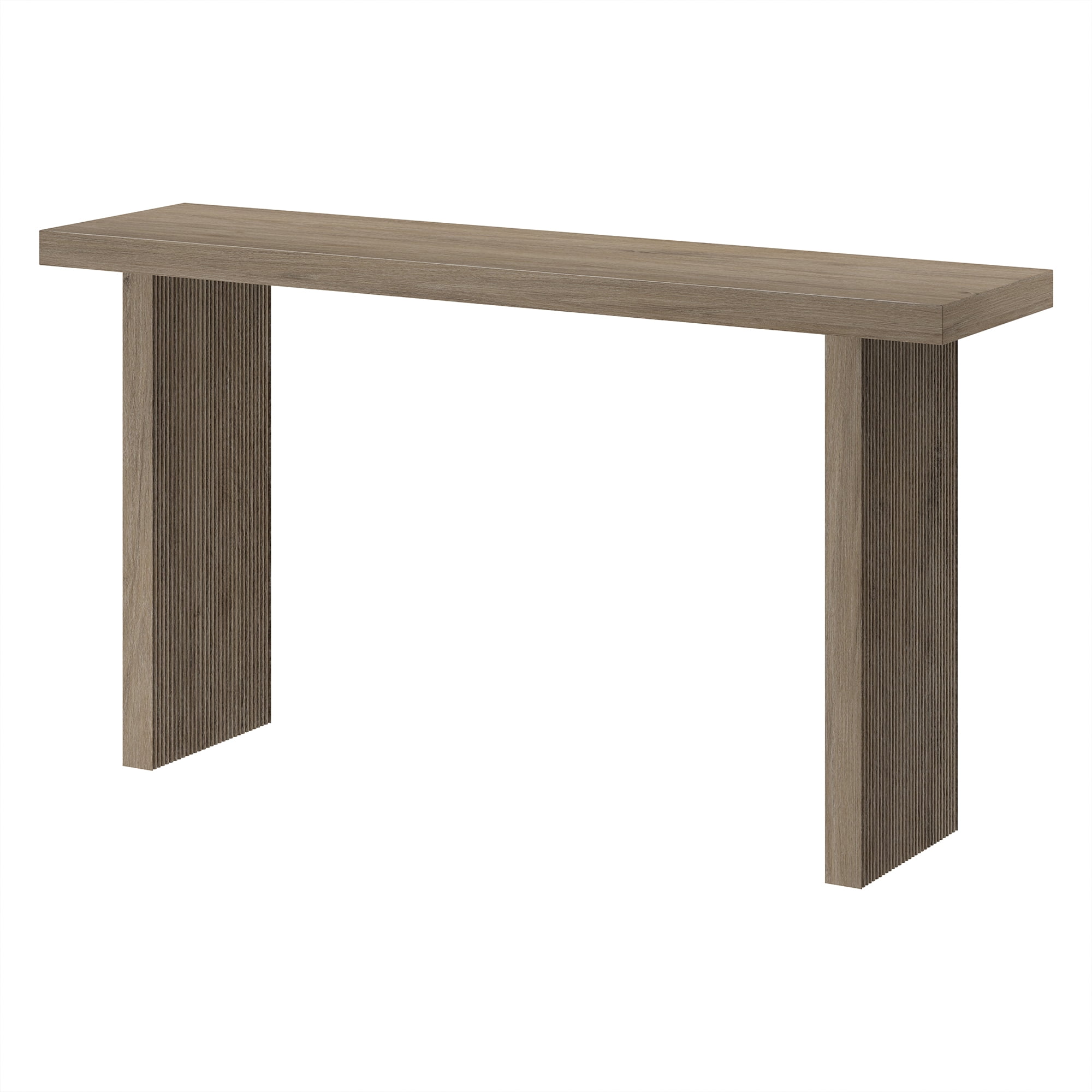 Evelyn&Zoe Modern/Contemporary 55" Wide Antiqued Gray Oak Console Table