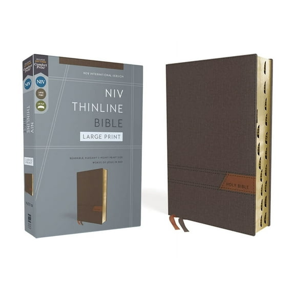 Niv, Thinline Bible, Large Print, Cloth Flexcover, Gray, Red Letter, Thumb Indexed, Comfort Print, (Paperback)