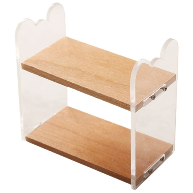 1Ensemble Mini Bibliothèque pour Enfants, Forme Rectangulaire, Bois de Noyer Transparent, Échelle 1:12