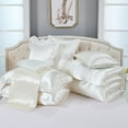 thumbnail image 5 of Satin Comforter Set King Beige Sheet Set Silk Like Bedding Set Silky Bed in a Bag 8 Pcs Pinch Pleat Bed Set Home Decor Luxury Hotel Silky Ruffle Comforters with 1 Cushion Cover, 5 of 11