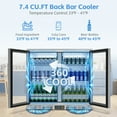 thumbnail image 5 of 36 inch 7.4 cu.ft Back Bar Cooler Commercial Under Counter Beverage Refrigerator with 2 Glass Doors & LED Lighting, Stainless Steel Bottle Cooler for Home Bar Restaurant, Sliver, 115V, ETL Approved, 5 of 8