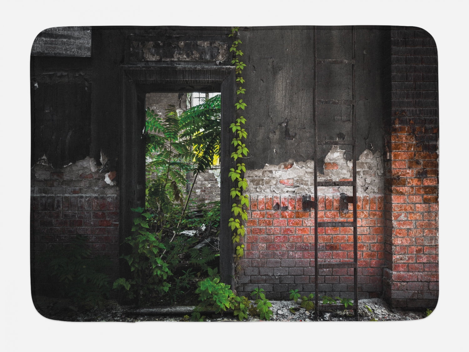Industrial Bath Mat, Old Door Opening in a Desolate Industry Building