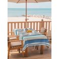 thumbnail image 2 of Outdoor Tablecloth with Umbrella Hole for Patio/Picnic/Party/Camping, Vintage Blue Teal Striped Waterproof Table Cloth Rectangle Table Cover Washable, Farmhouse Stripes Retro Art (60"x 102"), 2 of 8