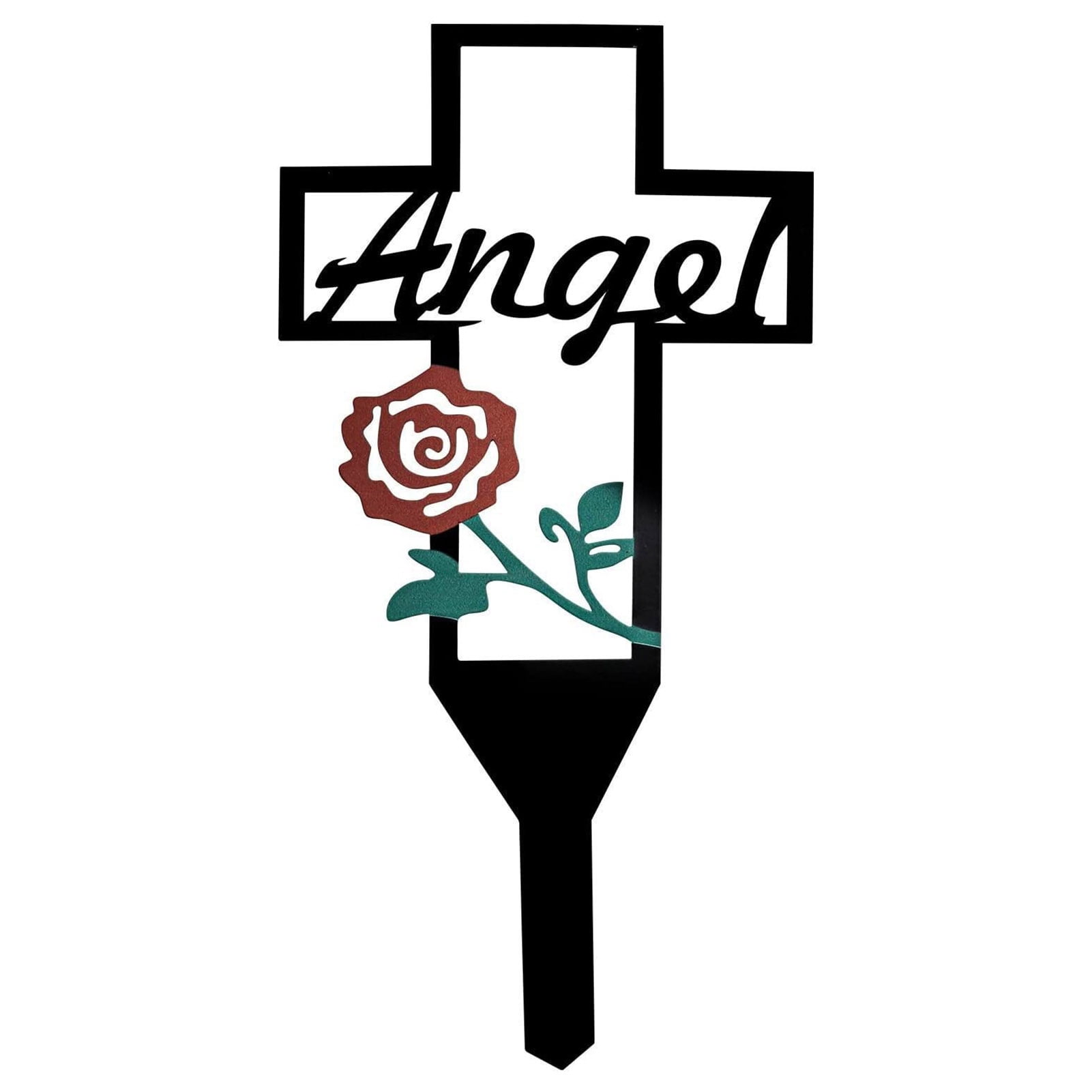 Garden Stake Hollow Out Rose/Heart Letter Design Decorative Iron