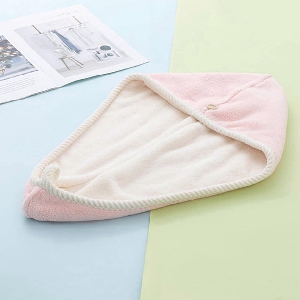 Gorro de microfibra para secar el cabello para mujer, tejido polar coral de secado rápido, ligero y absorbente.