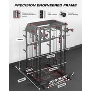 Mikolo Smith Machine Home Gym, All-in-One Power Rack with Smith Cage and Functional Trainer, Squat Rack with 2:1 Dual Pulley Cable System and Extended Forward Reach, Vertical Leg Press
