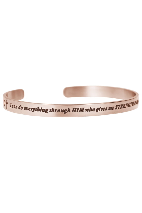 I Can Do Everything Through Him Who Gives Me Strength Adjustable Cuff Bracelet Wristband Bangle