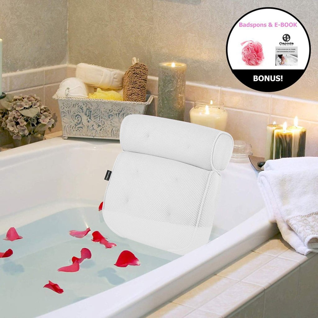 Details about   US 3D Mesh Soft Bath Tub Pillow for Comfort Neck & Back Air Fiber Spa Foam fill 