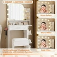 thumbnail image 6 of Vanity Set with Mirror and Lights, Small Makeup Vanity Desk with Stool, Charging Station, 26.4" Compact White Vanity for Small Spaces, 3 Color Lighting Modes, 6 of 9