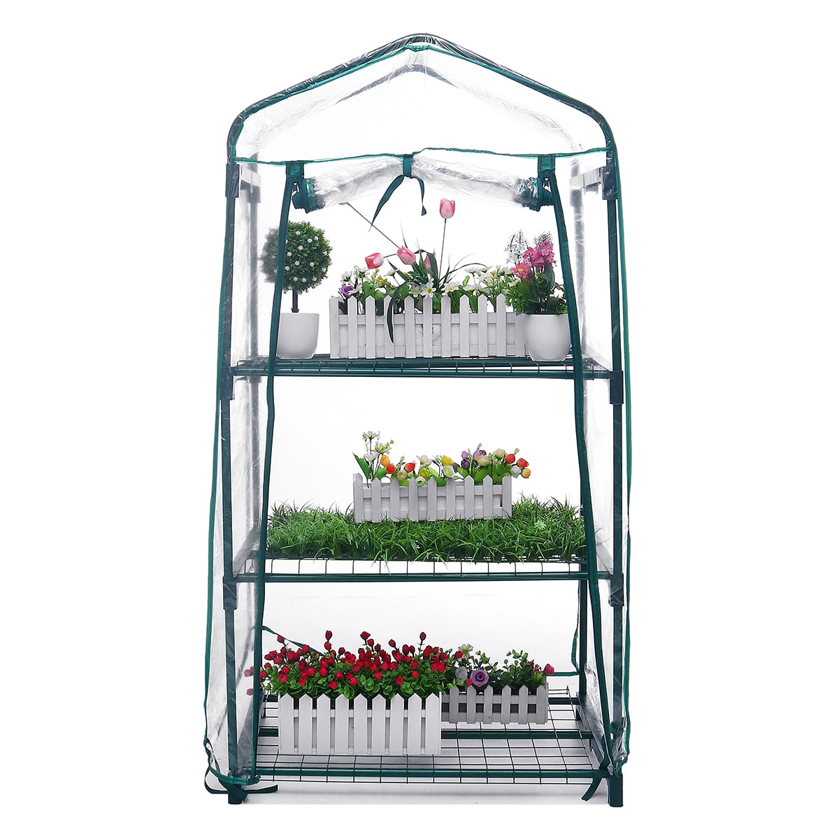 3 Tier Portable Mini Greenhouse with Zippered Cover Indoor ...