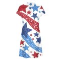 thumbnail image 5 of Puntoco Vestido De Cuello Redondo De Manga Corta Suelto Informal Estampado Del Día De La Independencia De Verano Para Mujer Azul Claro Xl,Regalos Para Mujer Joven, 5 of 5