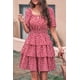 thumbnail image 2 of Vestido PRETTYGARDEN Rojo Floral Cuello Cuadrado XL, 2 of 6