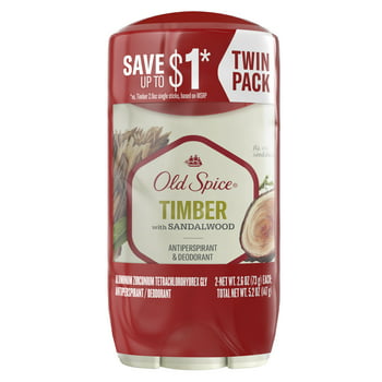 Old Spice Men's Antiperspirant & Deodorant Timber with Sandalwood, 2.26 oz Pack of 2
