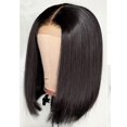 thumbnail image 1 of Pelucas de cabello humano para mujeres negras, pelo corto y liso con corte Bob, densidad de 180, sin pegamento, Frontal, 1 of 4