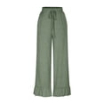 thumbnail image 6 of Womens Wide Leg Pants Drawstring Elastic High Waisted Ruffle Hem Palazzo Pant Flowy Comfy Casual Baggy Trousers 2026, 2XL, 6 of 8