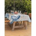 thumbnail image 3 of Outdoor Tablecloth with Umbrella Hole for Patio/Picnic/Party/Camping, Navy Blue Coastal Waterproof Table Cloth Rectangle Table Cover Washable, Shell Starfish Coral Vintage Summer Beach (60"x 102"), 3 of 9