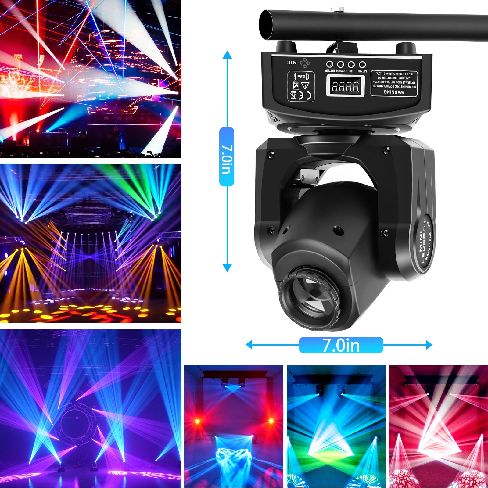 2Pack Moving Head DJ Light, RGBW 8-Pattern Sound-Activated Spotlight with Remote for Party Wedding Stage Show