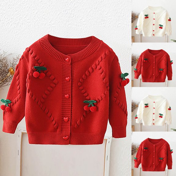 HVOBTTY Fall Toddler Kid's Sweater Crew Neck Knit Cardigan Yarn Fabric Warm Outer Knit Jacket Versatile Top for 2-8 Years