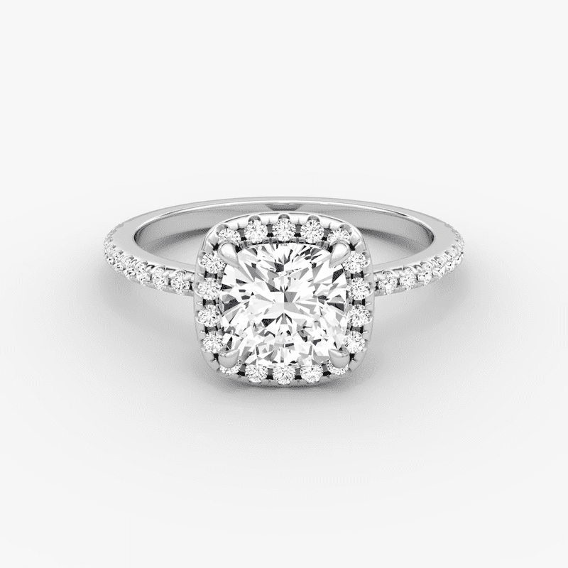 1.5CT Cushion Cut IGI Certified Lab Grown Diamond Halo Engagement Ring 925 Sterling Silver for Women