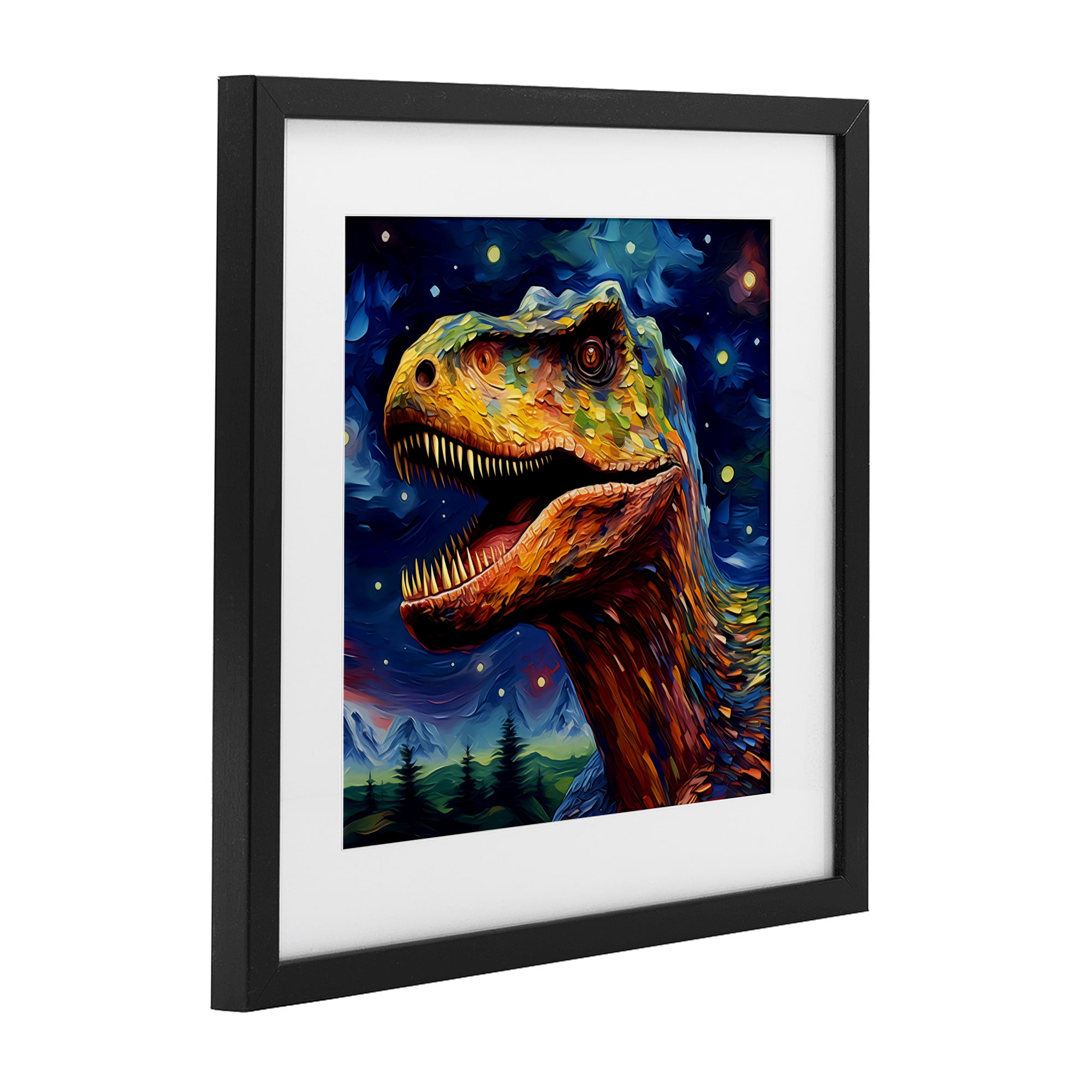 Stupell Industries Starry Sky Dinosaur Black Framed Print Under Glass, design by Creative Studio
