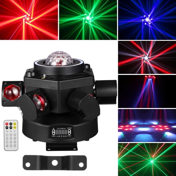 Moving Head DJ Lights, 6 Arms Party Fixtures DMX512 & Sound Activated Rotating Light, for Parties Bar KTV Wedding