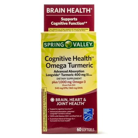 Spring Valley Cognitive Health Omega Turmeric Softgels, 60 (Best Turmeric Supplement 2019)