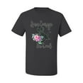 thumbnail image 2 of Wild Bobby, Have Courage & Be Kind Flower Artsy Gift Inspirational Pop Culture Men's Graphic T-Shirt, Charcoal, Small, 2 of 3