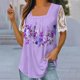 thumbnail image 2 of Camisas de Mujer Casual Impreso Cuello Redondo Manga Corta, Camisa Casual para Uso Diario Y de Fiesta, 2 of 5