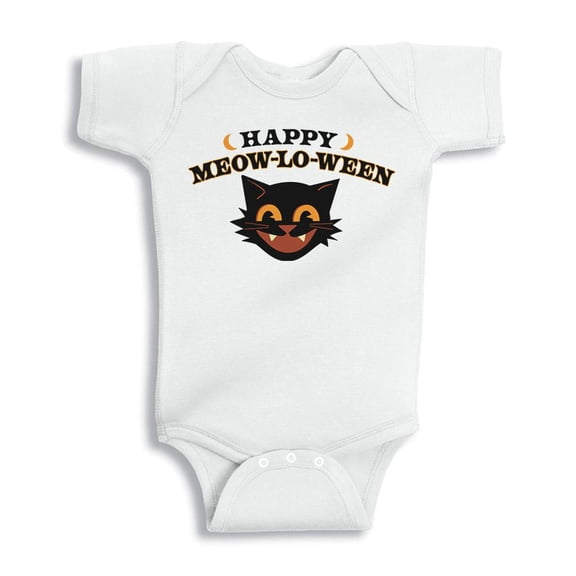 Happy Meow-Lo-Ween Baby Onesie Infant One Piece Bodysuit Newborn White
