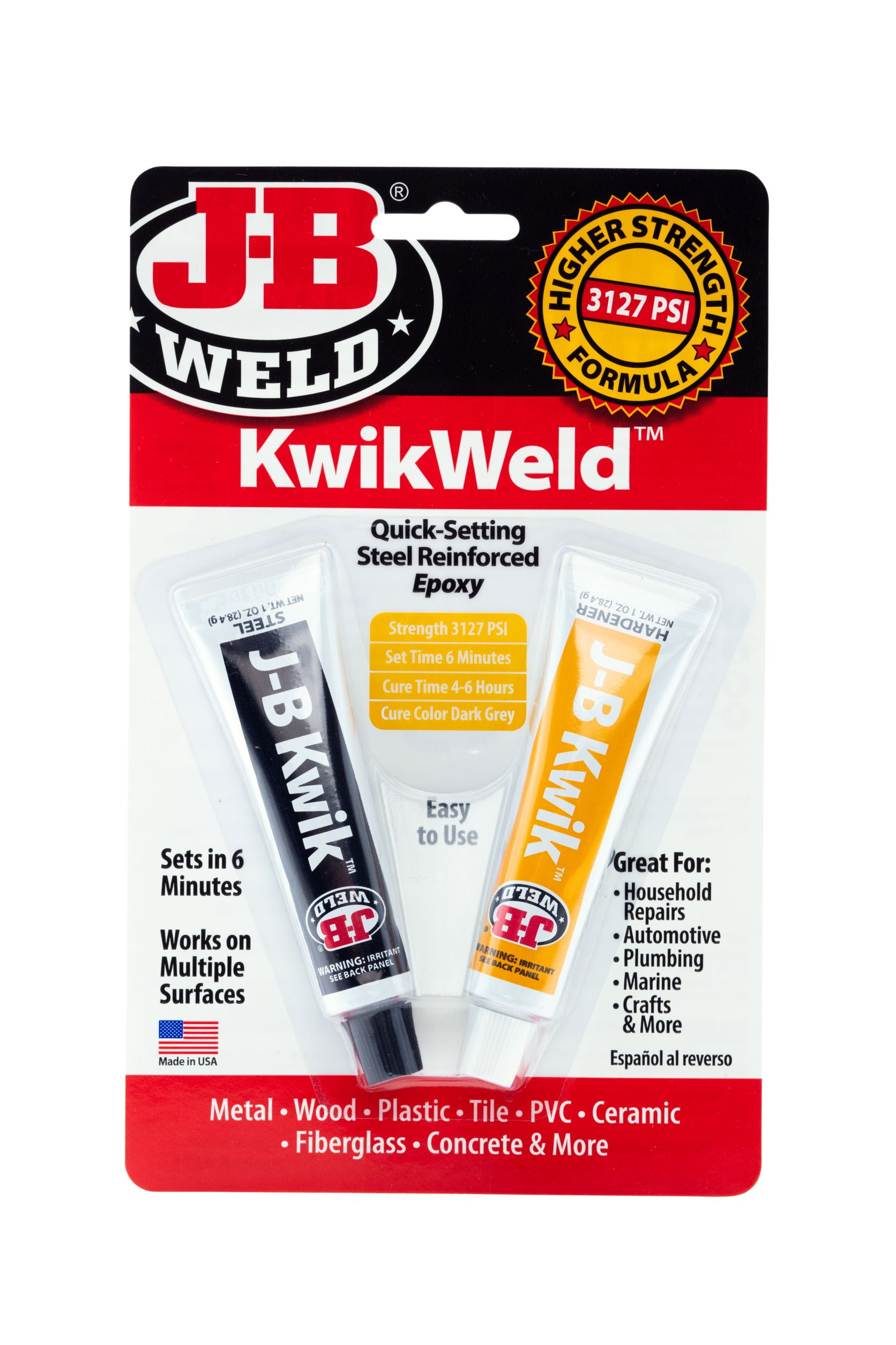 J-B Weld Kwik Weld, Twin Tube Epoxy, 2 oz, 8276