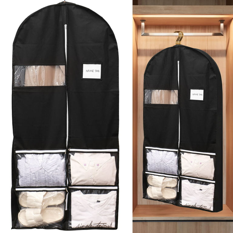 JuneHeart 4 PCS Garment Bags for Hanging Clothes, 40 Clear Plastic front  Suit Bags with Zipper and 4 Gusseted for Closet Storage Foldable Garment