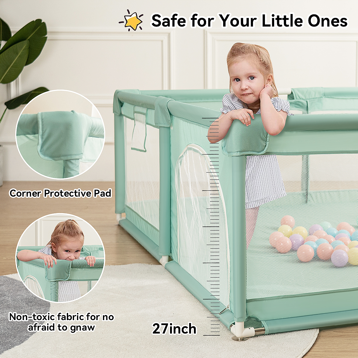 Baby Playpen, 71x79'' Extra Large Baby Playard, Kids Activity Center with Anti-Slip Base,Sturdy Safety Play Yard for Infants Toddlers - image 3 of 7