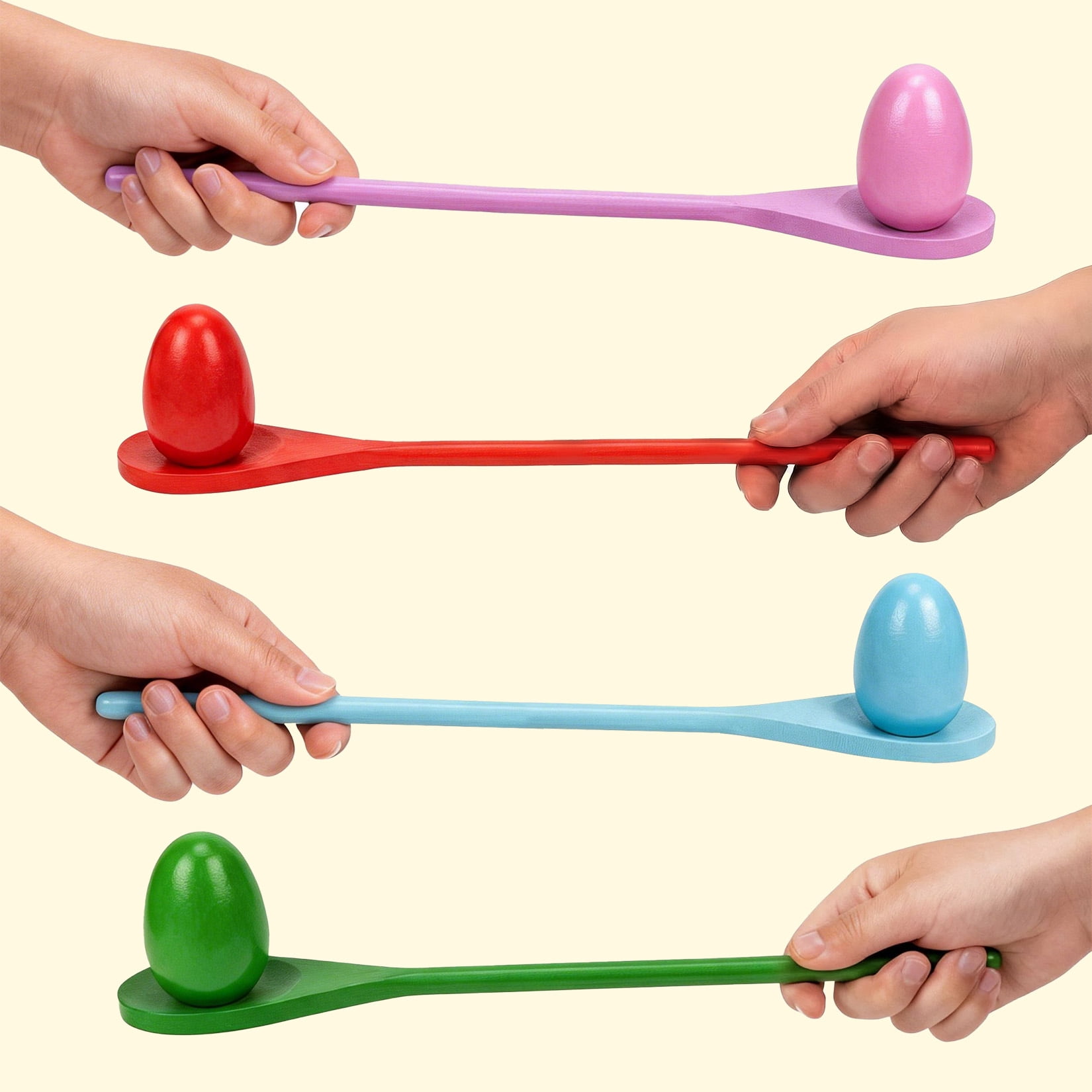 Ataujin 24 PCS Easter Egg and Spoon Race Game Set, Fun Express Egg Spoon Game, 12 Players Carnival Egg and Spoon Relay Game, Outdoor Yard Easter Egg Hunt Birthday Party Lawn