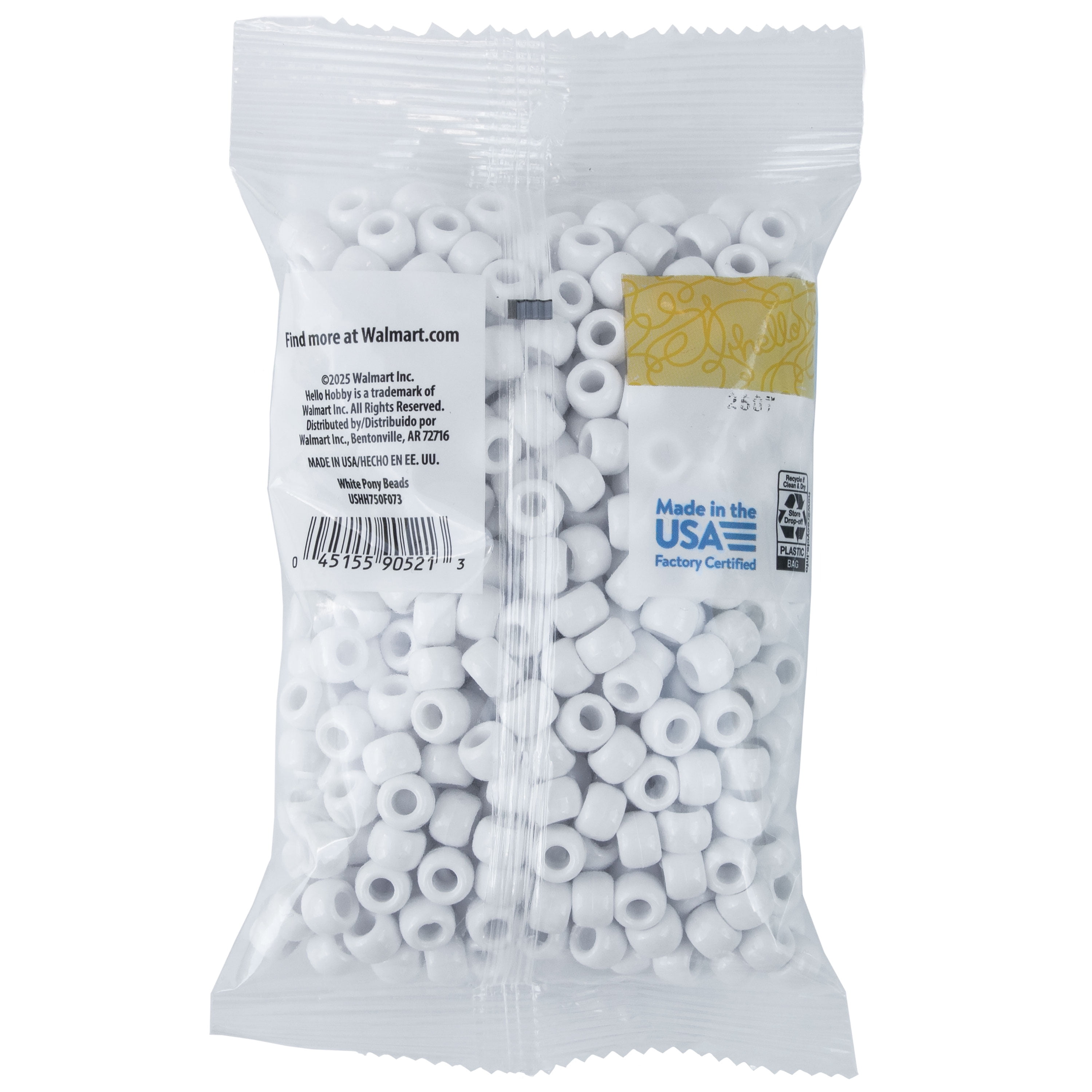 Hello Hobby Pony Bead Mix, White, 500 Pieces, Plastic Craft Beads for Jewelry Making and DIY Projects