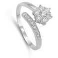 thumbnail image 4 of White CZ Open Flower Cluster Bar Leaf Ring .925 Sterling Silver Band Jewelry Female Size 10, 4 of 4