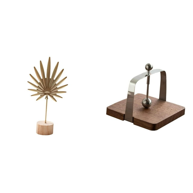 Escultura de hoja de metal abstracta nórdica con base de madera, adorno creativo, dispensador de pañuelos, organizador para mesa, fiesta, decoración d
