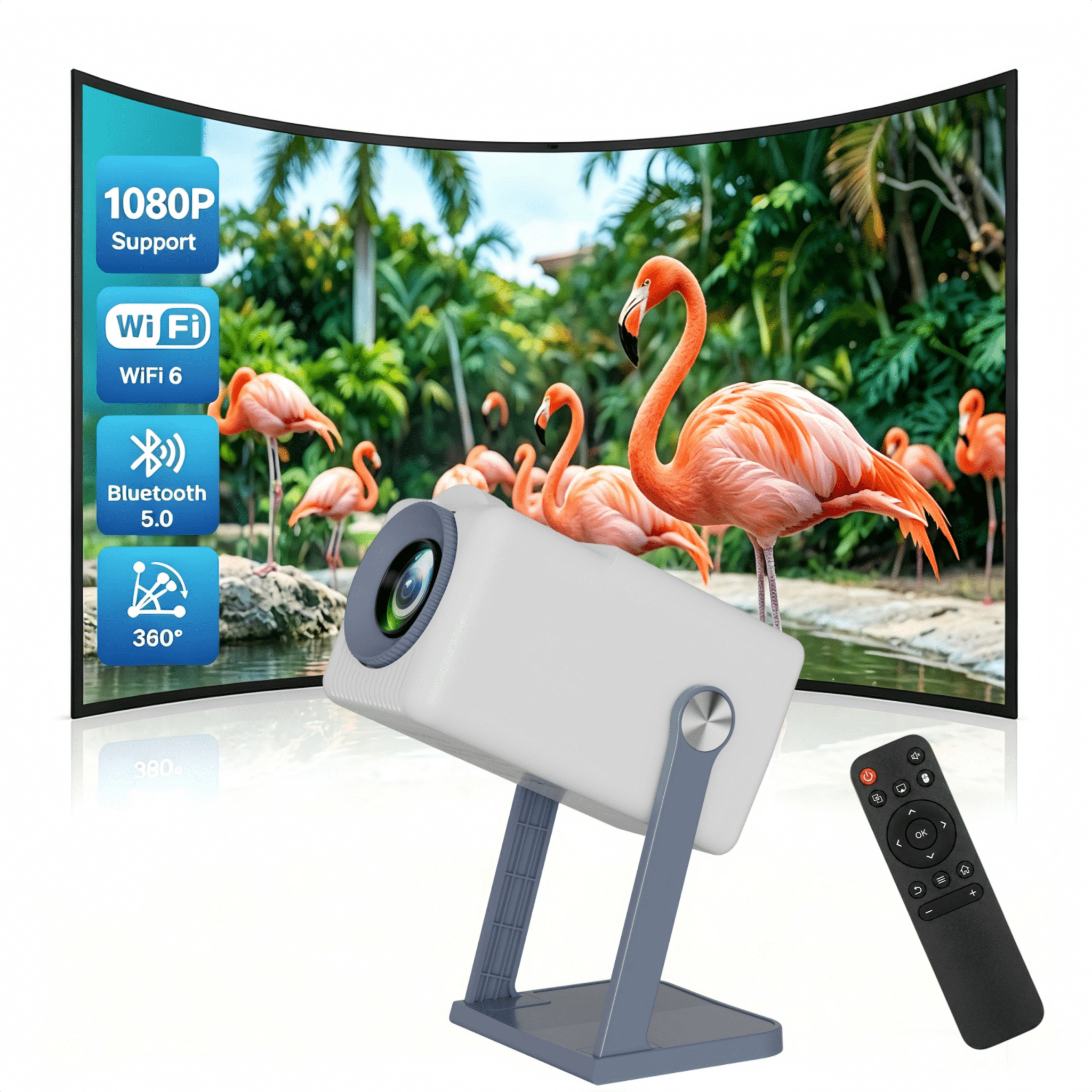 GROVIEW H1 Projector, 1080P Full HD, 4K Support, 5G WiFi