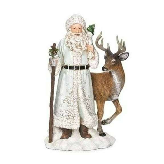 Roman 11.75" Santa and Deer Figurine Christmas Tabletop Decor
