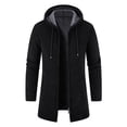 thumbnail image 2 of ZXLBBD Mens Fall Winter Solid Color Hooded Zipper Warm Cardigan Knitted Coat Casual Outdoor Relaxed Fit Daily Wear, 2 of 5