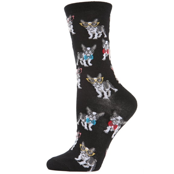 MeMoi French Bulldogs Bowtie Bamboo Blend Crew Socks - Mens - Male