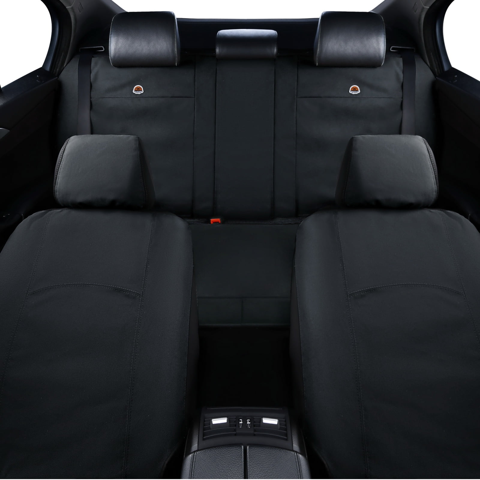 Coverado Front Car Seat Covers 2 Seats, Waterproof Canvas Seat Protectors, Car Seat Cushions for Kids & Dogs, Universal Fit Most Cars SUV Trucks, Black