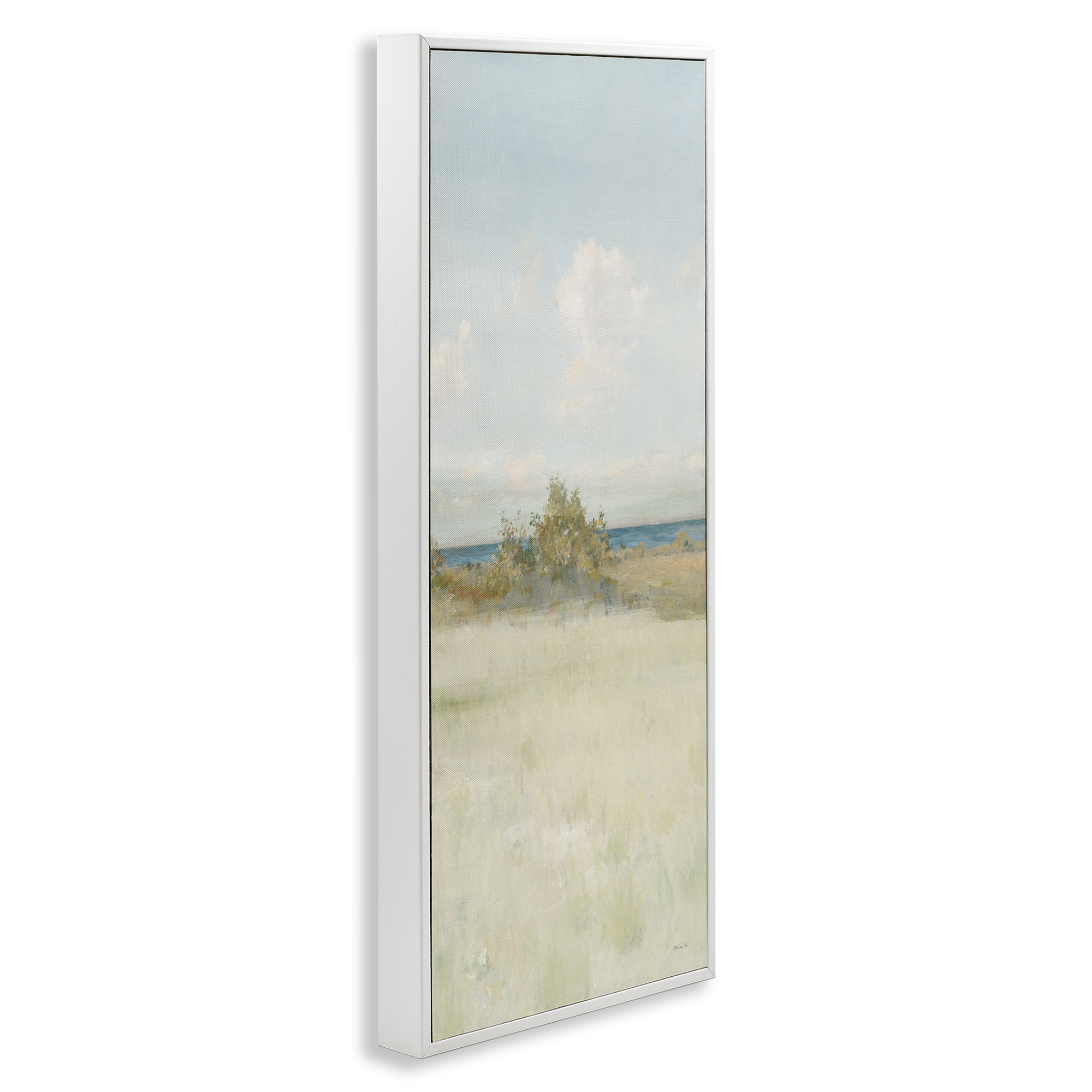 Stupell Industries Vegetation on Beach Landscape Painting White Framed Art Print Wall Art, 10 x 24