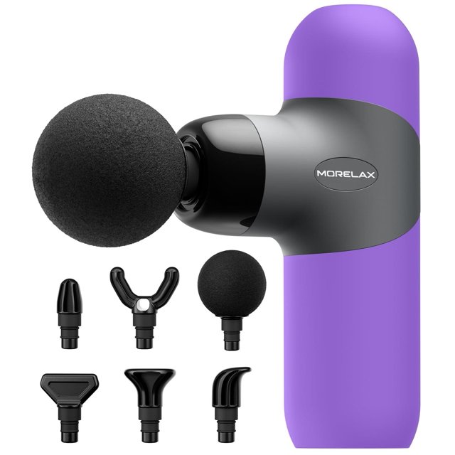 Pistola de Masaje Morelax Portátil Percusión Muscular Eléctrica con 6 Cabezales y 4 Velocidades