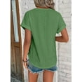thumbnail image 2 of Women's Casual Crew Neck Short Sleeve Hollow Out Lace Embroidered Blouses Shirts, 2 of 2